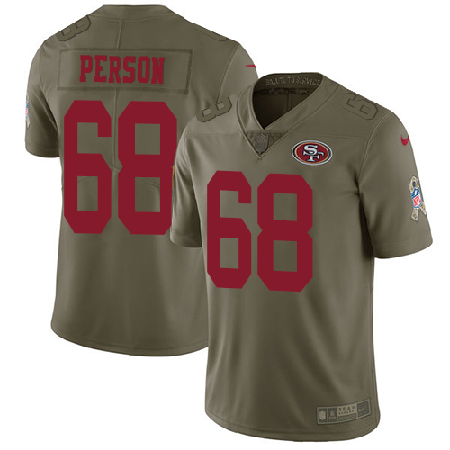 San Francisco 49ers Limited Olive Men Mike Person NFL Jersey #68 2017 Salute to Service->san francisco 49ers->NFL Jersey